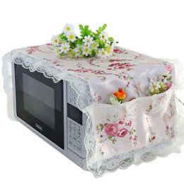 Elegant Flowers Design Microwave Oven Protective Cover Dust-proof Cover, E