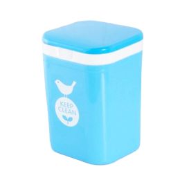 Creative Wastebasket With Cover Cute Mini Trash Bin For Home/Office-Blue