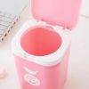 Creative Wastebasket With Cover Cute Mini Trash Bin For Home/Office-Pink