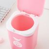 Creative Wastebasket With Cover Cute Mini Trash Bin For Home/Office-Pink