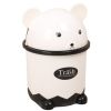 Cute Cartoon Table Trash Bin Flip Small Size Wastebasket For Home/Office-Black