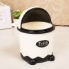 Cute Cartoon Table Trash Bin Flip Small Size Wastebasket For Home/Office-Black