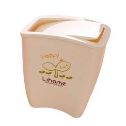 Creative Table Mini Trash Can Home Office Clutter Bucket Bin-Beige