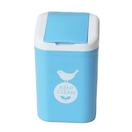 Wastebasket With Cover Cute Fashion Mini Table Trash Bin For Home/Office-Blue