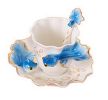 Goldfish Coffee Cup Set With Saucer Steel Spoon European Ceramic Teacup,Blue