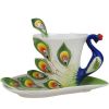 Coffee Cup Set With Ceramic Coffee Cup European Ceramic TeacupGreen Peacock