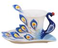 Coffee Cup Set With Ceramic Coffee Cup European Ceramic TeacupBlue Peacock