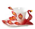 Coffee Cup Set With Ceramic Coffee Cup European Ceramic TeacupRed Peacock