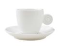 Porcelain Matte Coffee Cup Saucer Set With Thread Cup Handle, White Espresso Cup