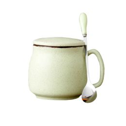 Lovely Ceramic Cup Coffee Tea Mugs Suit, Mug + Lid + Spoon, Green