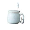 Lovely Ceramic Cup Coffee Tea Mugs Suit, Mug + Lid + Spoon, Light Blue