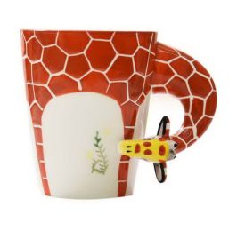 3D Hand-painted Giraffe Ceramic Mug With Cover Scoop Couple Water Cup Coffee Mug