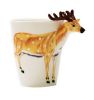 3D Hand-painted Sika Deer Ceramic Mug With Cover Scoop Couple Tea Cup Coffee Mug