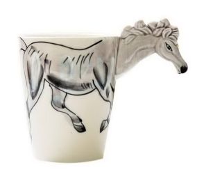 3D Hand-painted Horse Ceramic Mug With Cover Scoop Creative Water Cup Coffee Mug