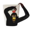 3D Hand-painted Chimpanzee Ceramic Cup With Lid Scoop Couple Milk Cup Coffee Mug