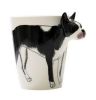 3D Hand-painted Boston Dog Ceramic Cup With Cover Spoon Couple Tea Cup Water Mug