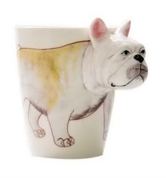 3D Hand-painted Big Bulldog Ceramic Cup With Cover Spoon Couple Tea Cup Milk Mug