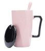 Creative Simple High-capacity Ceramic Cup, Pink And Black Cover