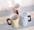 Creative Simple High-capacity Ceramic Cup, Blue And Black Cover