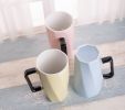 Creative Simple High-capacity Ceramic Cup, Beige And Black Cover