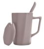 Creative Simple High-capacity Ceramic Cup, Khaki And Black Cover