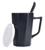 Creative Simple High-capacity Ceramic Cup, Black And White Cover
