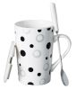 Creative Simple High-capacity Ceramic Cup, Black White Dots And Ceramic Cover