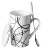 Creative Simple High-capacity Ceramic Cup, Messy Lines And Ceramic Cover