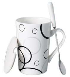 Creative Simple High-capacity Ceramic Cup, Size Circles And Ceramic Cover