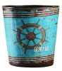 Creative Retro Nostalgic Leather Trash Bin, Blue Rudder