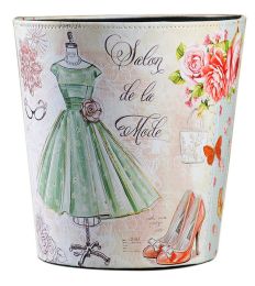 Creative Retro Nostalgic Leather Trash Bin, Green Dress