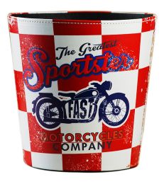 Creative Retro Nostalgic Leather Trash Bin, Motorcycle Pattern