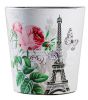 Creative Retro Nostalgic Leather Trash Bin, Tower and Flowers