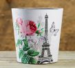 Creative Retro Nostalgic Leather Trash Bin, Tower and Flowers