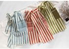 Linen Cloth Adult Kitchen Clean Apron Small Fresh Striped Skirt Apron Light Blue