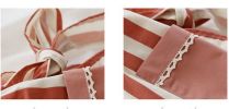 Linen Simple Adult Kitchen Clean Apron Small Fresh Striped Skirt Apron Light Red