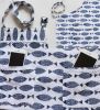 2 Pack Nordic Cotton Aprons Oil-proof Aprons Kitchen Aprons, Blue Fish + Bottles