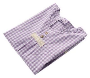 Japanese-style Cotton Long-sleeve Plaid Apron Kitchen Home Anti-Oil Suit, Purple