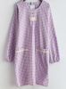 Japanese-style Cotton Long-sleeve Plaid Apron Kitchen Home Anti-Oil Suit, Purple