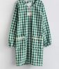 Japanese-style Cotton Long-sleeve Plaid Apron Kitchen Home Anti-Oil Smock, Green