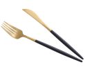 Creative Stainless Steel Two-piece Tableware, Black And Golden