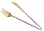 Creative Stainless Steel Two-piece Tableware, Pink And Golden
