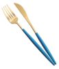 Creative Stainless Steel Two-piece Tableware, Blue And Golden