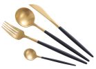 Creative Stainless Steel Four-piece Tableware, Black And Golden