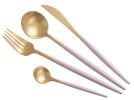 Creative Stainless Steel Four-piece Tableware, Pink And Golden