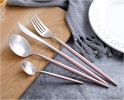 Creative Stainless Steel Five-piece Tableware, Pink And Silver