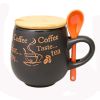 Personalized Short Ceramic Coffee Mug/ Coffee Cup With Orange Spoon
