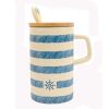Creative Ceramic Coffee Mug/ Coffee Cup With Blue Stripes