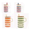 Creative Ceramic Coffee Mug/ Coffee Cup With Blue Stripes