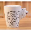 Lovely Unique 3D Coffee Milk Tea Ceramic Mug Cup With Samoyed Cup Case